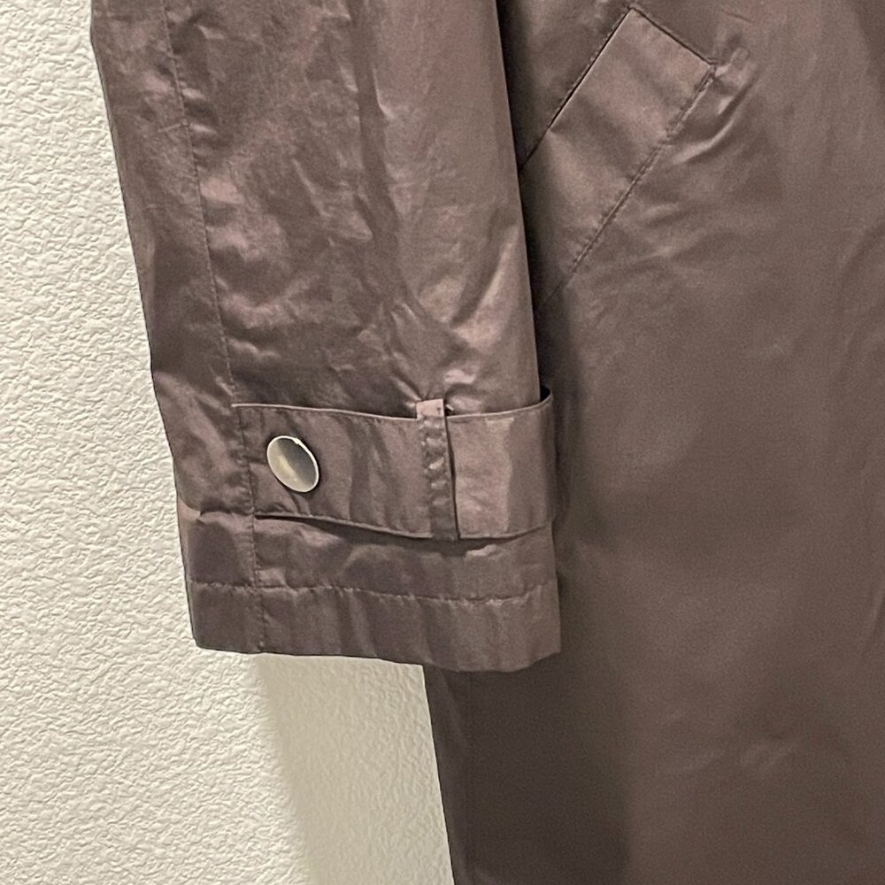 TALBOTS Brown Hooded Windbreaker Long Sleeve Lightweight Raincoat Women L - Picture 5 of 11